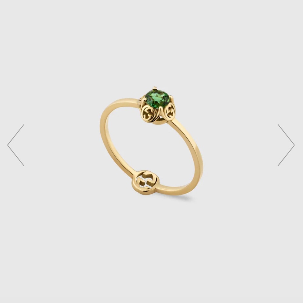 GUCCI Interlocking G 18k ring with tourmaline SIZE 7 - Picture 1 of 6